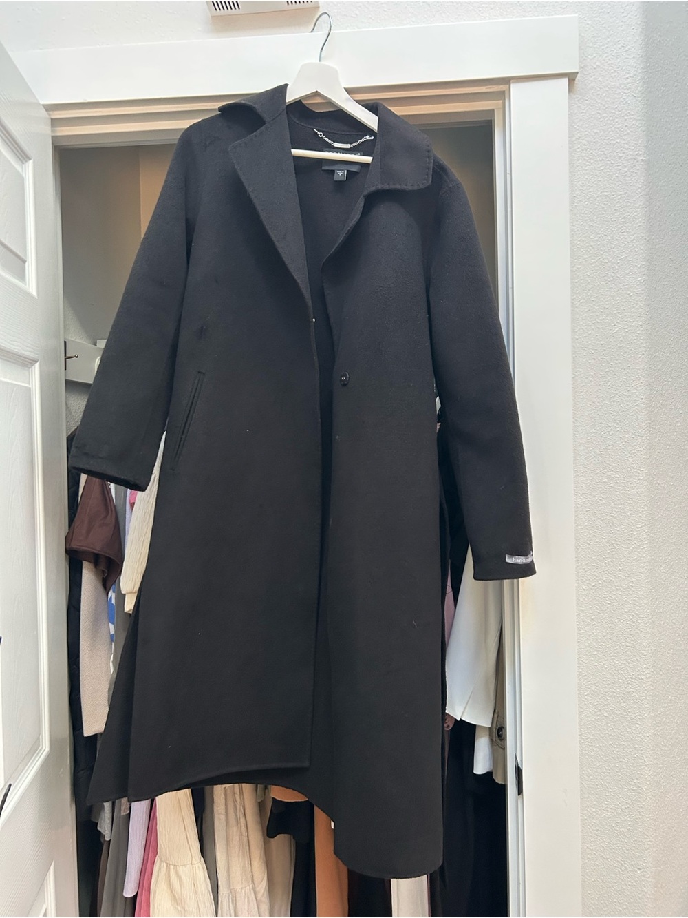Babaton Black Long Wool Coat
